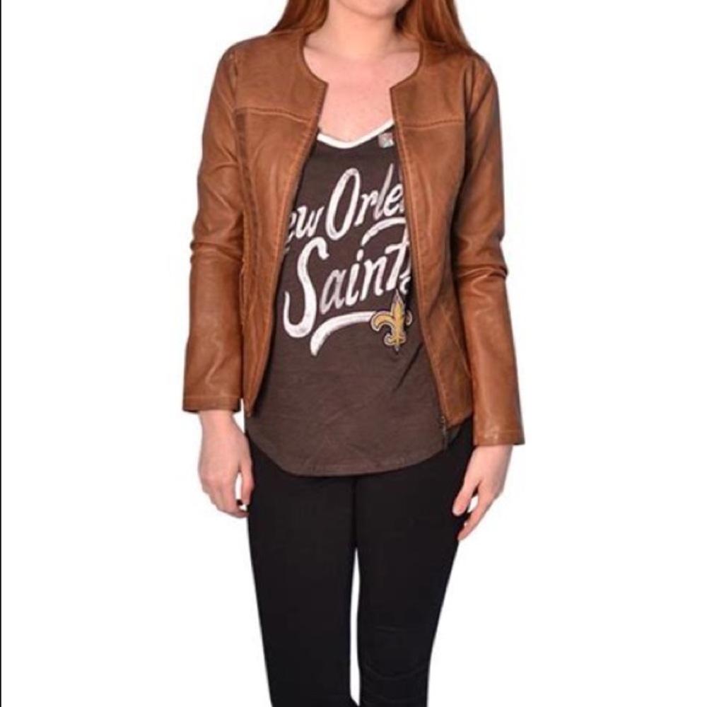 Sold 🔴 NWOT Luii BROWN FAUX-LEATHER JACKET